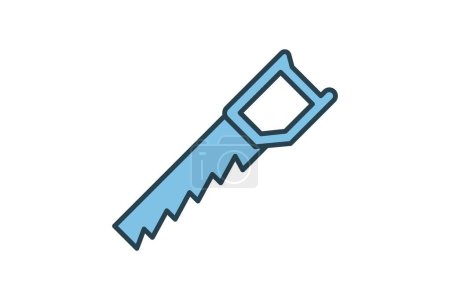 Illustration for Saw Icon. Icon related to Construction. suitable for web site, app, user interfaces, printable etc. Flat line icon style. Simple vector design editable - Royalty Free Image