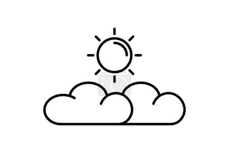 Partly cloudy icon. icon related to weather. suitable for web site, app, user interfaces, printable etc. line icon style. simple vector design editable