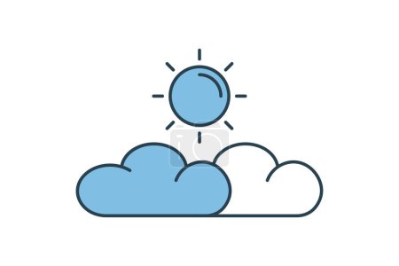 Partly cloudy icon. icon related to weather. suitable for web site, app, user interfaces, printable etc. flat line icon style. simple vector design editable