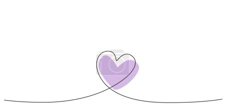 Decoration continuous line hand drawing element heart for wedding photo book, invitations. Vector stock illustration minimalism design isolated on white background. Editable stroke single line. 