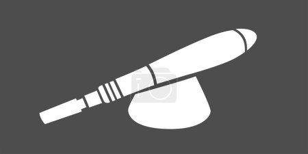 Illustration for Derma roller, dermapen or mesopen line icon for face treatment. Vector stock illustration isolated on black background. Editable stroke. - Royalty Free Image