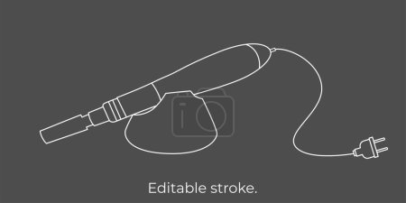 Illustration for Derma roller, dermapen or mesopen line icon for face treatment. Vector stock illustration isolated on black background. Editable stroke. - Royalty Free Image