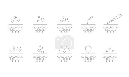Illustration for Derma roller, dermapen or mesopen line icon for face treatment. Vector stock illustration isolated on white background. Editable stroke. - Royalty Free Image