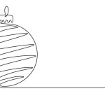 Christmas ball continues one single line hand drawing sketch. Vector stock illustration isolated on white background for design template winter holiday banner, card, invitation. Editable stroke. 