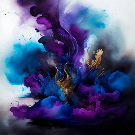 Foto de Abstracto humo oscuro profundo púrpura violeta azul alcohol tinta acuarela fondo para Web Banner libro cubierta cartel decoración - Imagen libre de derechos
