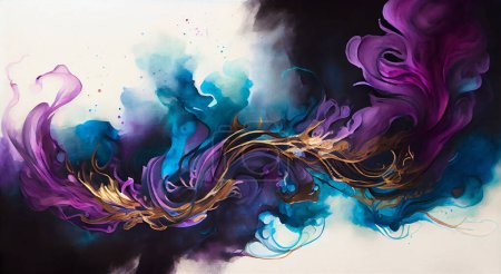 Foto de Abstracto humo oscuro vibrante púrpura azul tinta de alcohol acuarela fondo para la cubierta del libro de la bandera Web Poster Decoración - Imagen libre de derechos