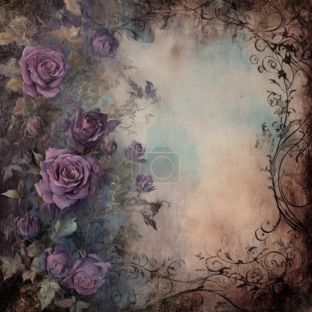 Foto de Vintage Dark Gothic Roses Fondo de pantalla, planificador, diario, Scrapbooking, gráfico perfecto para proyectos de bricolaje. - Imagen libre de derechos