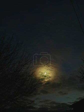 Photo for Photo of the night sky. Bright moon in the night sky. - Royalty Free Image