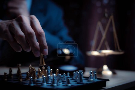 Businessman playing chess think problem solving. business competition planning teamwork,International chess, ideas and competition and strategy, business success concept,strategic concept.	