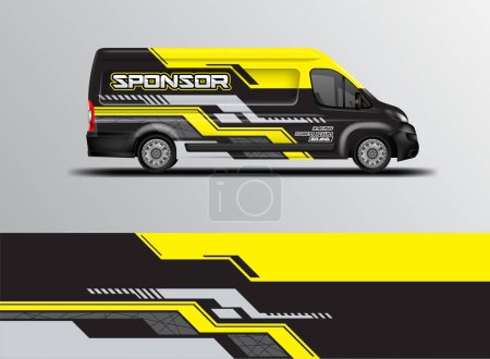 Illustration for Van Wrap Livery design ready to use , car background - Royalty Free Image