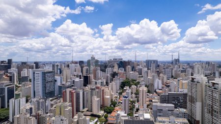Aerial view of the city of Sao Paulo, SP, Brazil. Bela Vista neighborhood, in the city center.