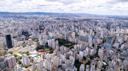 Aerial view of the city of Sao Paulo, SP, Brazil. Bela Vista neighborhood, in the city center.