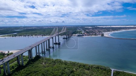 Aerial view of the Newton Navarro Bridge, in Natal, Rio Grande do Norte, Brazil