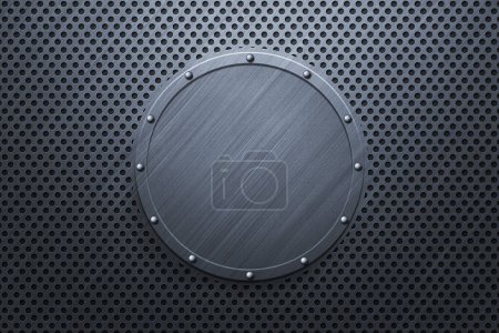 metal background with round frame