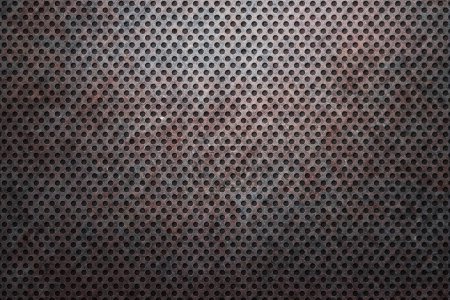 Photo for Metal texture, steel surface background with holes - Royalty Free Image