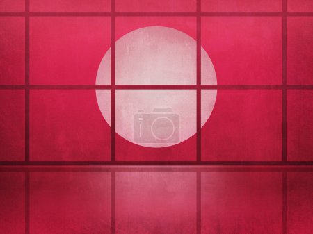Téléchargez les photos : Vintage fond rouge vif avec cercle et grille - en image libre de droit