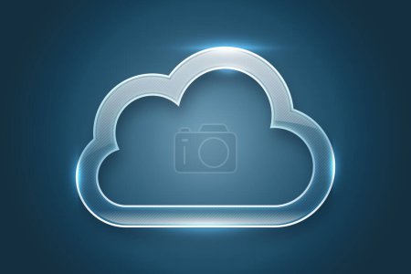Photo for Glass cloud frame on blue background - Royalty Free Image