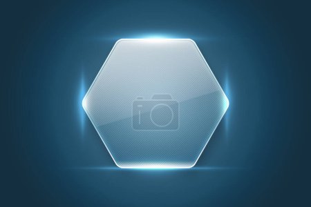 Photo for Glass hexagon frame on blue background - Royalty Free Image