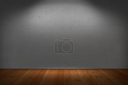 Photo for Empty interior, concrete wall with wooden floor. - Royalty Free Image
