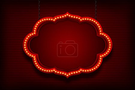 Foto de Signo de luz roja brillante sobre fondo rojo oscuro - Imagen libre de derechos