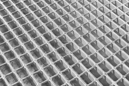 Photo for Iron metal industrial grid with a seamless rectangular pattern. Square cells. Black and white background texture - Royalty Free Image
