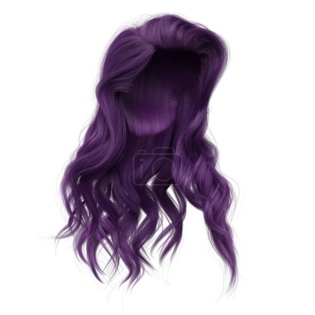 Photo for Windblown long wavy hair on isolated white background, 3D Illustration, 3D Rendering - Royalty Free Image