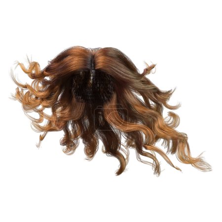 Photo for Red windblown long wavy hair on isolated white background, 3D Illustration, 3D Rendering - Royalty Free Image