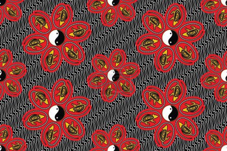 Illustration for Seamless pattern with rat or mouse vector Illustration, chinese batik motif for new year, Gong xie fa chai festival - Royalty Free Image