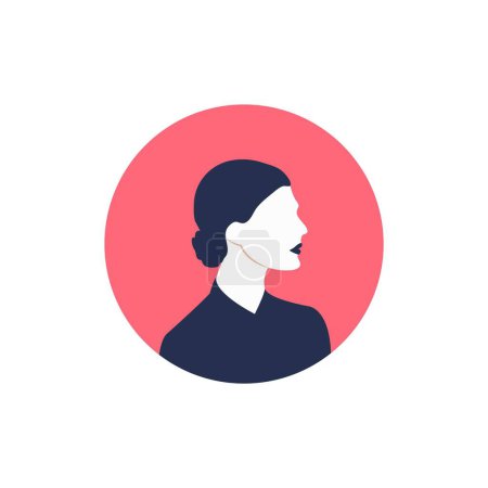 Illustration for Round profile image of female avatar for social networks with half circle. Fashion and beauty. Bright vector illustration in trendy style. - Royalty Free Image