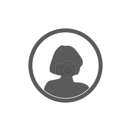 Téléchargez les illustrations : Monochrome female avatar silhouette. User icon vector in trendy flat design. - en licence libre de droit