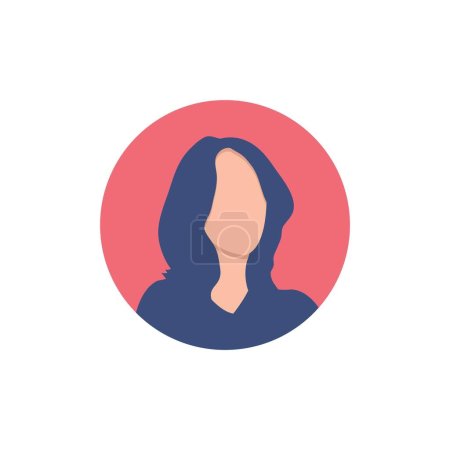 Round profile image of female avatar for social networks with half circle. Fashion vector. Bright vector illustration in trendy style.