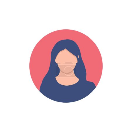 Illustration for Round profile image of female avatar for social networks with half circle. Fashion vector. Bright vector illustration in trendy style. - Royalty Free Image