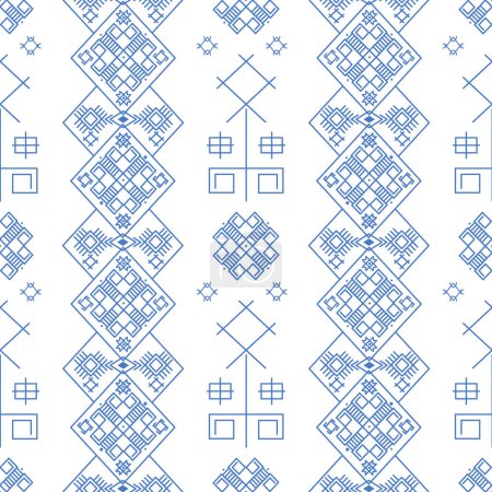 Photo for Ikat geometric folklore ornament. Tribal ethnic texture. Seamless striped pattern in Aztec style. Figure tribal embroidery. Indian, Scandinavian, Gypsy, Mexican, Ukrainian folk pattern. - Royalty Free Image