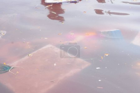 Photo for AMRAVATI, MAHARASHTRA, INDIA 23 SEPTEMBER 2018 : Unidentified faithful people immersing Idol of Lord Ganesha in artificial water body on the day of visarjan. - Royalty Free Image
