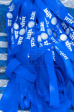 Photo for Pune,India - 14 April 2022 : People garland and pay respect to Dr B R Ambedkar, who wrote Indian constitution, statute on 131 anniversary celebrations. - Royalty Free Image