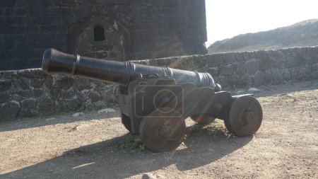 Photo for Old metal ancient cannon on the ground - Royalty Free Image