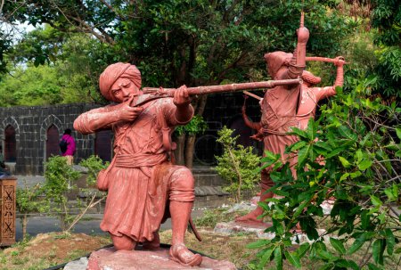 Photo for Pune, Maharastra,India - November 18 2019: Statues of a tribal warriors from India. Indigenous communities who took revolt against colonial powers. - Royalty Free Image