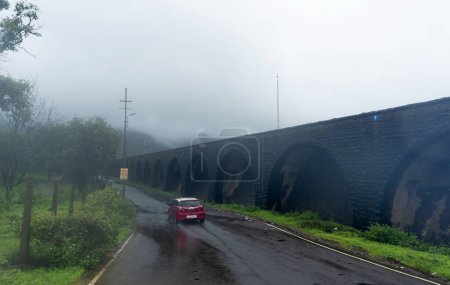 Photo for Monsoon landscape at Lonavala near Pune India. Monsoon is the annual rainy season in India from June to September. - Royalty Free Image