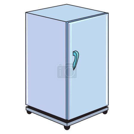 Téléchargez les illustrations : Illustration vectorielle réfrigérateur, isolé sur fond blanc - en licence libre de droit