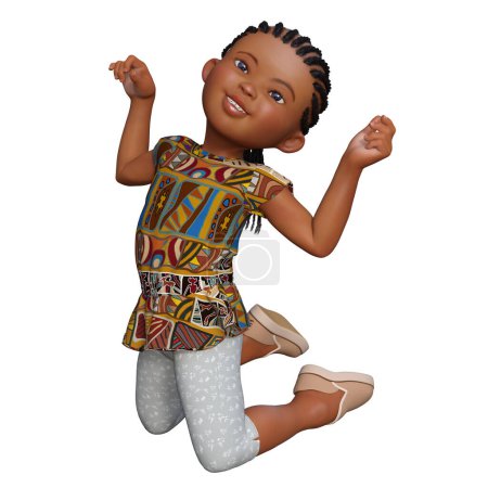 3D render, illustration, African kid