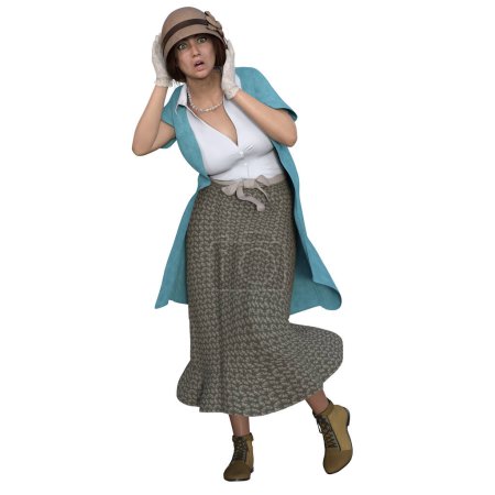 Foto de Representación 3D, ilustración, mujer de estilo casual con sombrero - Imagen libre de derechos
