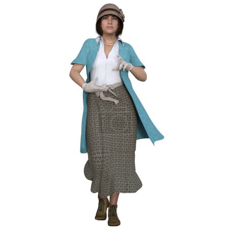 Foto de Representación 3D, ilustración, mujer de estilo casual con sombrero - Imagen libre de derechos