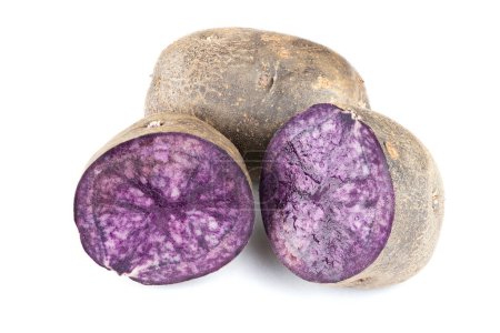 Photo for Fresh purple potatoes isolated on white background.  Full depth of field. - Royalty Free Image