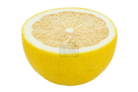 Foto de One half of lemon citrus fruit isolated on white background. File contains clipping path. Full depth of field. - Imagen libre de derechos