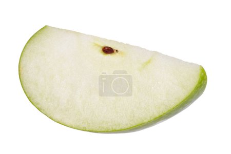 A quarter of a ripe green apple, isolated on a white background. File contains clipping path