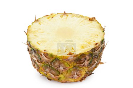 Photo for Pineapple half isolated. Cut pineapples on white background. File contains clipping path. Full depth of field - Royalty Free Image