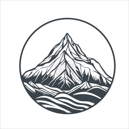 Illustration pour Paysage de montagnes avec soleil, illustration vectorielle - image libre de droit