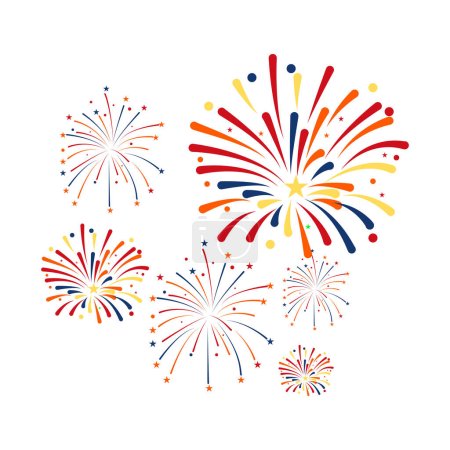 Illustration for Colorful fireworks isolated on white. - Royalty Free Image