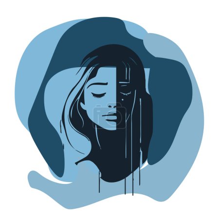 Illustration for Conceptual illustration of depression, Persistent feelings of sadness, hopelessness, and a lack of interest in activities. - Royalty Free Image