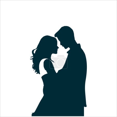 Dibujo de tinta conceptual Ilustración de una feliz pareja joven abrazándose y acercándose